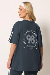 YOURS ACTIVE Plus Size Navy Blue 'The Motivation Club' T-Shirt | Yours Clothing 4