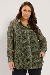 YOURS Plus Size Green Animal Print Shirt | Yours Clothing 3