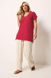 YOURS Plus Size Red Bubble Textured T-Shirt | Yours Clothing 1