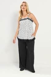 YOURS Plus Size Black Drawstring Wide Leg Joggers | Yours Clothing 1