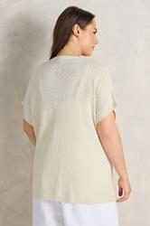 EVANS Plus Size Cream Tape Yarn Short Sleeve Cardigan | Evans 2