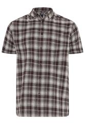 BadRhino Big & Tall Brown Check Stripe Short Sleeve Shirt | BadRhino 1