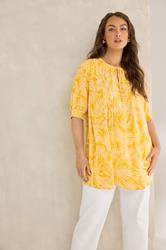 EVANS Plus Size Yellow Pintuck Tie Neck Blouse | Evans 3