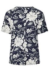 YOURS Plus Size Navy Blue Floral Print Pleat Front Top | Yours Clothing 6