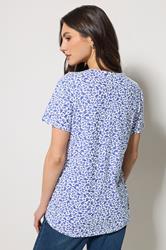 M&Co 2 PACK Navy Blue & White Floral Cotton Henley Tops | M&Co 5