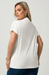 YOURS LONDON Plus Size White Pleated Shoulder Top | Yours Clothing 2