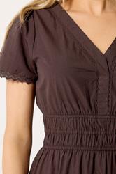 LTS Tall Women's Brown Lace Trim Cotton Tiered Maxi Dress | Long Tall Sally 5