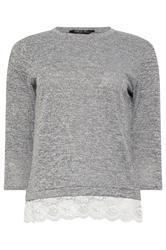 M&Co Petite Grey Lace Hem Top | M&Co 5
