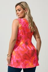 YOURS LONDON Plus Size Pink Abstract Sleeveless Knot Front Top | Yours Clothing 2