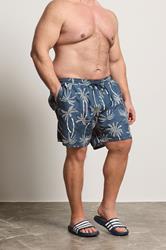 BadRhino Big & Tall Navy Blue Palm Tree Swim Shorts | BadRhino 2