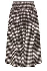 YOURS Curve Chocolate Brown Gingham Maxi Skirt