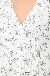 YOURS Plus Size White Leaf Print Pintuck Blouse | Yours Clothing 4