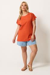 YOURS Plus Size Orange Grown On Sleeve T-Shirt | Yours Clothing 1