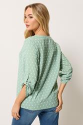 M&Co Sage Green Notch Neck Dobby Shirt | M&Co 2