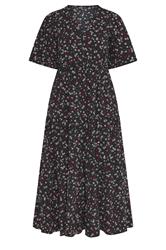 YOURS Plus Size Black Ditsy Floral Textured Maxi Dress | Yours Clothing 5