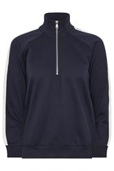 PixieGirl Petite Navy Blue Stripe Quarter Zip Sweatshirt