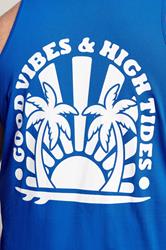 BadRhino Big & Tall Blue Extra Long Good Vibes Vest Top | BadRhino 4