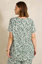 EVANS Plus Size Khaki Green Aztec Print Shirt | Evans 4