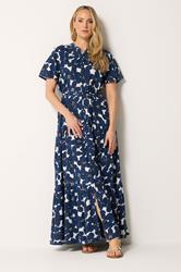 LTS Tall Women's Indigo Blue Floral Tie Waist Maxi Dress | Long Tall Sally 2
