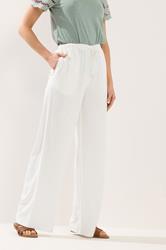 LTS Tall Women's White Wide Leg Linen Trousers | Long Tall Sally 1