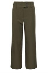 PixieGirl Petite Olive Green Button Tab Detail Wide Leg Trousers