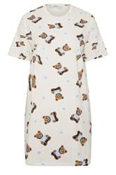 YOURS Plus Size Ivory White Teddy Print Sleep Tee Nightdress | Yours Clothing 6