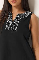 M&Co Petite Black Embroidered Neck Cotton Midi Dress | M&Co 5