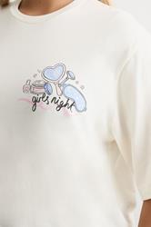 YOURS Plus Size Ivory White 'Girls Night' Polka Dot Pyjama Set | Yours Clothing 4