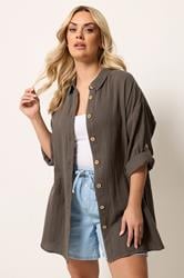 YOURS Plus Size Chocolate Brown Cheesecloth Shirt | Yours Clothing 3
