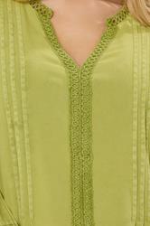 M&Co Green Lace Trim Pintuck Blouse | M&Co 4