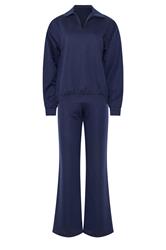 LTS Tall Women's Set Navy Blue Collared Sweatshirt & Wide Leg Trousers | Long Tall Sally 10