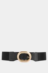 Black Hammered Oval Buckle Wide Belt | Yours Clothing 3
