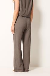 LTS Tall Women's Mocha Brown Textured Wide Leg Trousers | Long Tall Sally 2