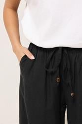 PixieGirl Petite Women's Black Beaded Linen Wide Leg Trousers | PixieGirl 4