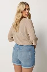 YOURS Plus Size Blue Denim Boyfriend Shorts | Yours Clothing 2