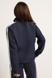PixieGirl Petite Women's Navy Blue Stripe Quarter Zip Sweatshirt | PixieGirl 2