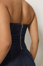 PixieGirl Petite Women's Dark Blue Denim Bandeau Top | PixieGirl 4