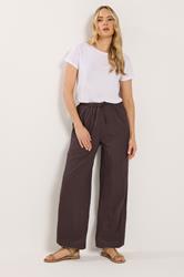 LTS Tall Women's Chocolate Brown Textured Cotton Balloon Trousers | Long Tall Sally 3