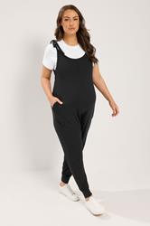 BUMP IT UP MATERNITY Curve Black Oversized Jumpsuit | Yours Clothing 2