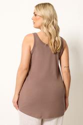 YOURS Plus Size Brown Basic Core Vest Top | Yours Clothing 2