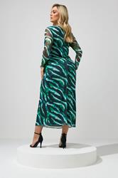 YOURS LONDON Plus Size Mint Green Zebra Mesh Side Knot Midi Dress | Yours Clothing 2