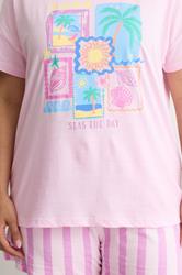 YOURS Plus Size Pink 'Seas The Day' Pyjama Set | Yours Clothing 4