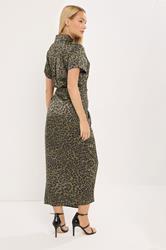 STAR Khaki Green Leopard Satin Maxi Dress | StarByJM 2