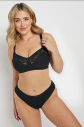 M&Co 2 PACK Black & Burgundy Red Cotton Lace Trim Bras | M&Co 5