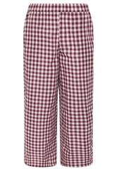 PixieGirl Petite Women's Burgundy Red Gingham Cotton Wide Leg Trousers | PixieGirl 5
