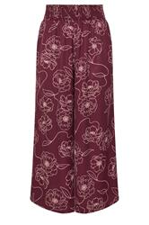 YOURS Pantalon large bordeaux à fleurs
