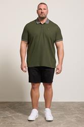 BadRhino Big & Tall Khaki Green Two Tone Waffle Polo Shirt | BadRhino 1