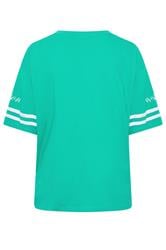 YOURS Plus Size Green 'Milano' Boxy Varsity T-Shirt | Yours Clothing 7