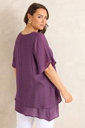 EVANS Plus Size Purple Double Layer Angel Top | Evans 2