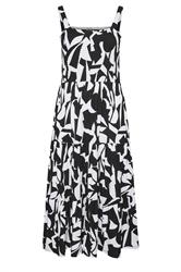 YOURS Curve Black Abstract Shirred Dress